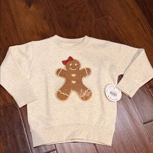 Cozy Cream Kids Sweatshirt with Gingerbread Design